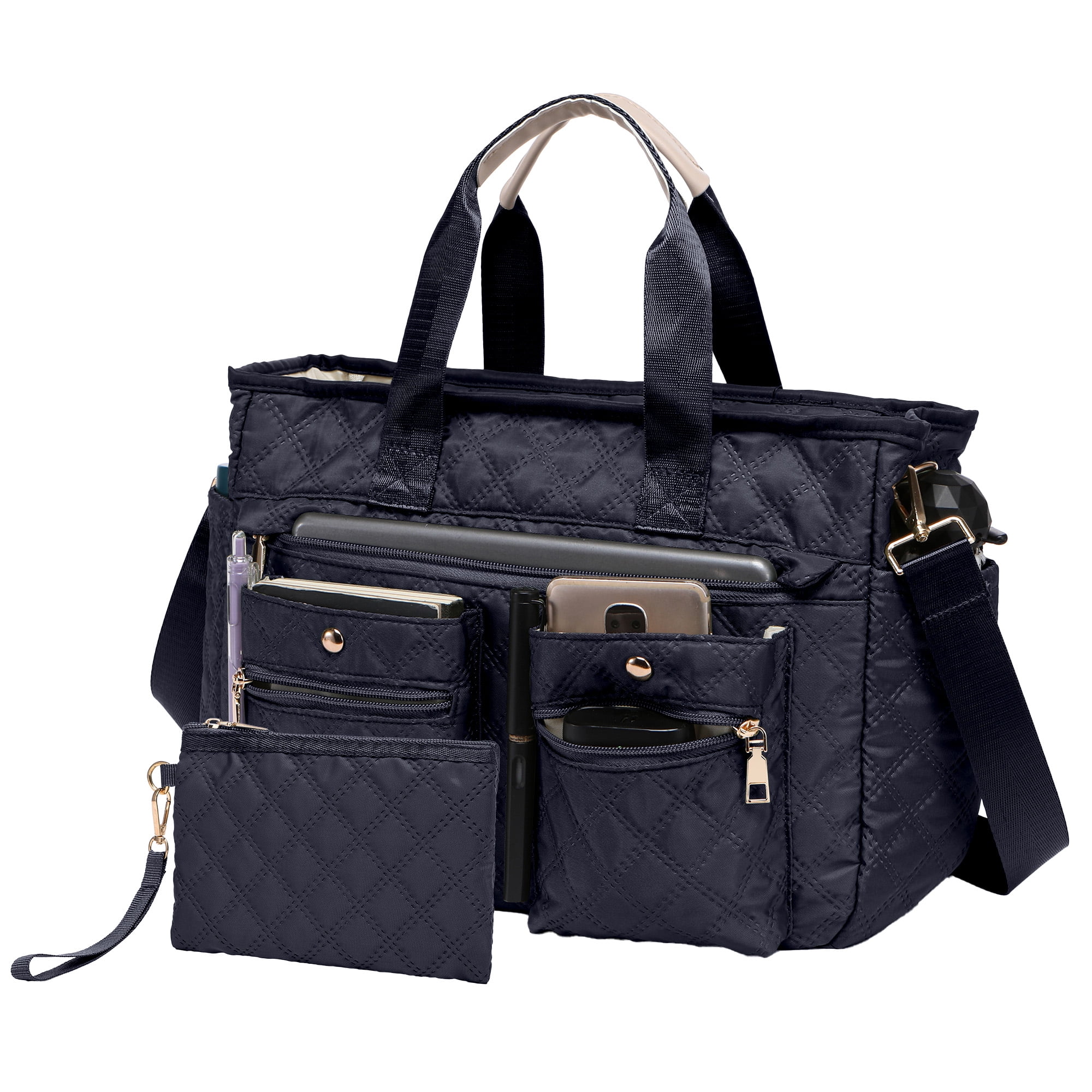 2pcs/Set Large Quilted Nylon Tote & Shoulder Bag | Spacious Crossbody Laptop Handbag for Women, Durable Hobo Messenger Purse for Work, Travel, Gym & Daily Essentials