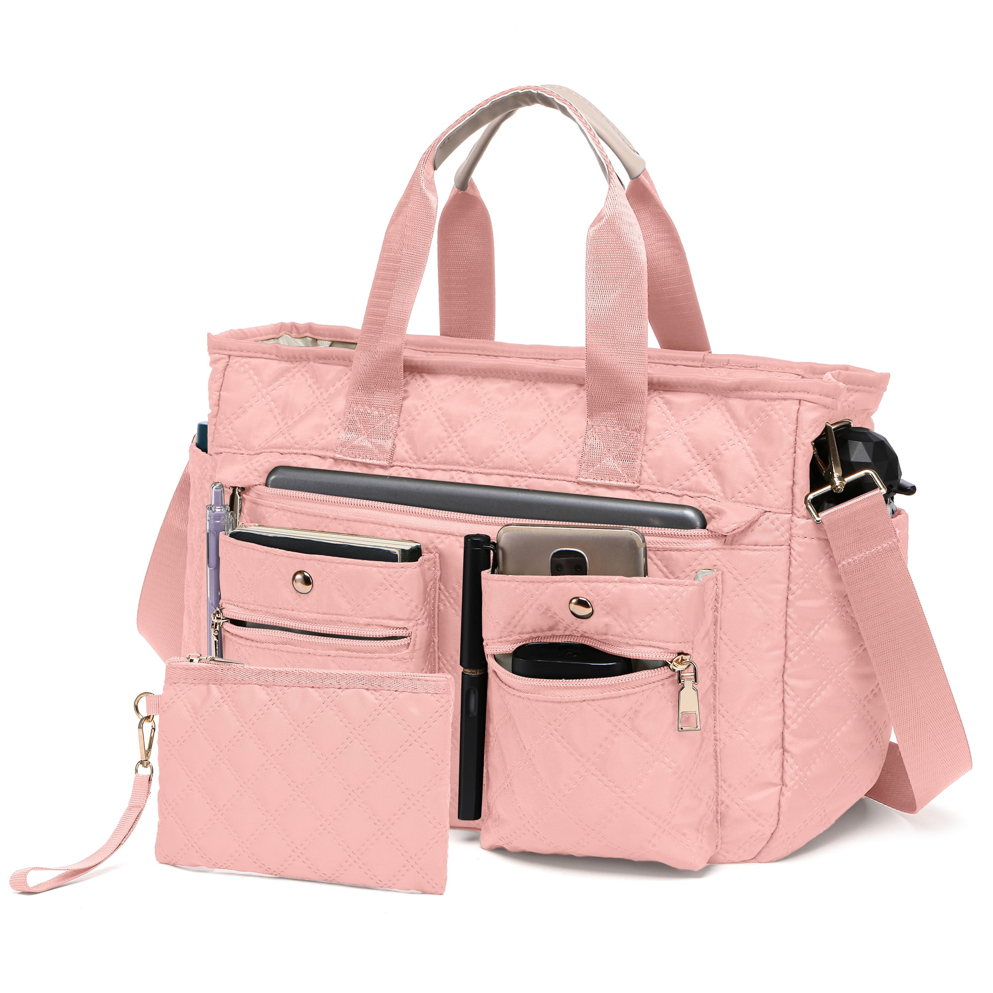 2pcs/Set Large Quilted Nylon Tote & Shoulder Bag | Spacious Crossbody Laptop Handbag for Women, Durable Hobo Messenger Purse for Work, Travel, Gym & Daily Essentials