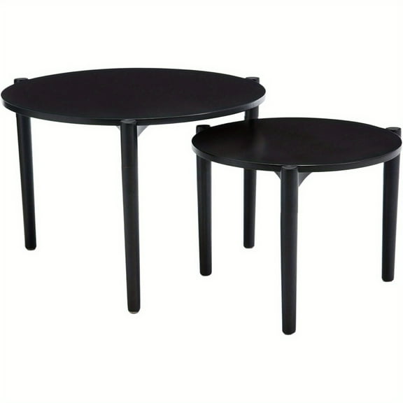 2pcs/Set Modern Round Side Table - Reception Room Coffee Table - Nested Wooden Coffee Table With Solid Wood Legs, Small Space, Round End Table, Suitable For Meeting/ Reception Rooms
