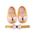 thumbnail image 1 of 2pcs/Set Newborn Baby Girl Princess Mary Jane Shoes Toddler Infant Wedding Dress Flat Shoes with Free Headband, 1 of 6