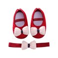 thumbnail image 1 of 2pcs/Set Newborn Baby Girl Princess Mary Jane Shoes Toddler Infant Wedding Dress Flat Shoes with Free Headband, 1 of 6