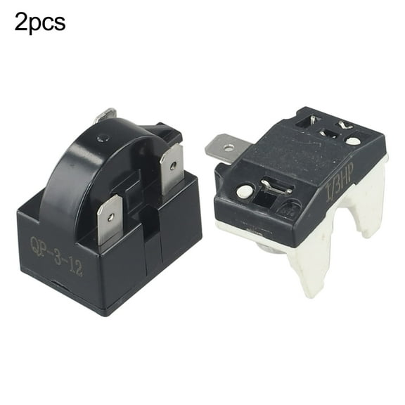 2pcs Set Refrigerator PTC Starter Relay 12 Ohm Replacement 2 Pin Compressor Overload Protector Starter Relay 1/2HP-1/6HP