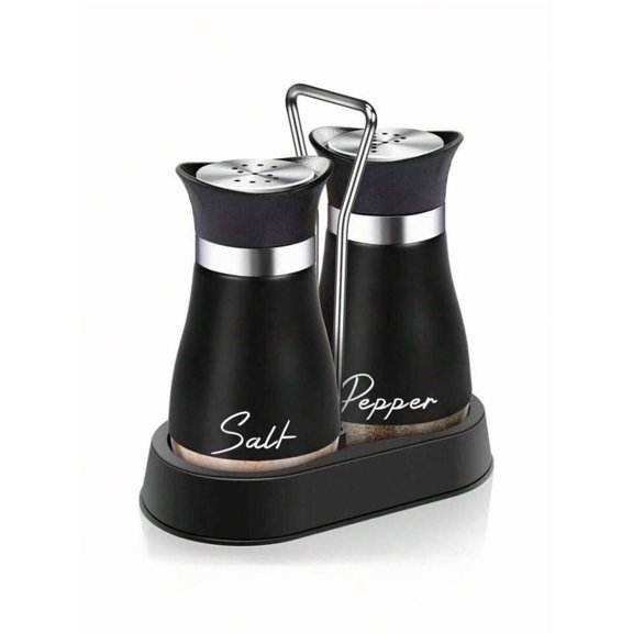 2pcs/Set Seasoning Bottle Set, Includes Salt & Pepper Shaker, Spice Grinder With Holder, 4oz Airtight Spice Jars, Functional Kitchen Accessories, Holiday Party Gift