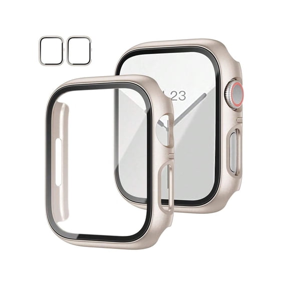 2pcs/Set Simple & Fashionable Pc Case With Screen Protector Compatible With Apple Watch Series Ultra Se/9/8/7/6/5/4/3/2/1 38mm - 49mm, Scratch-Proof,