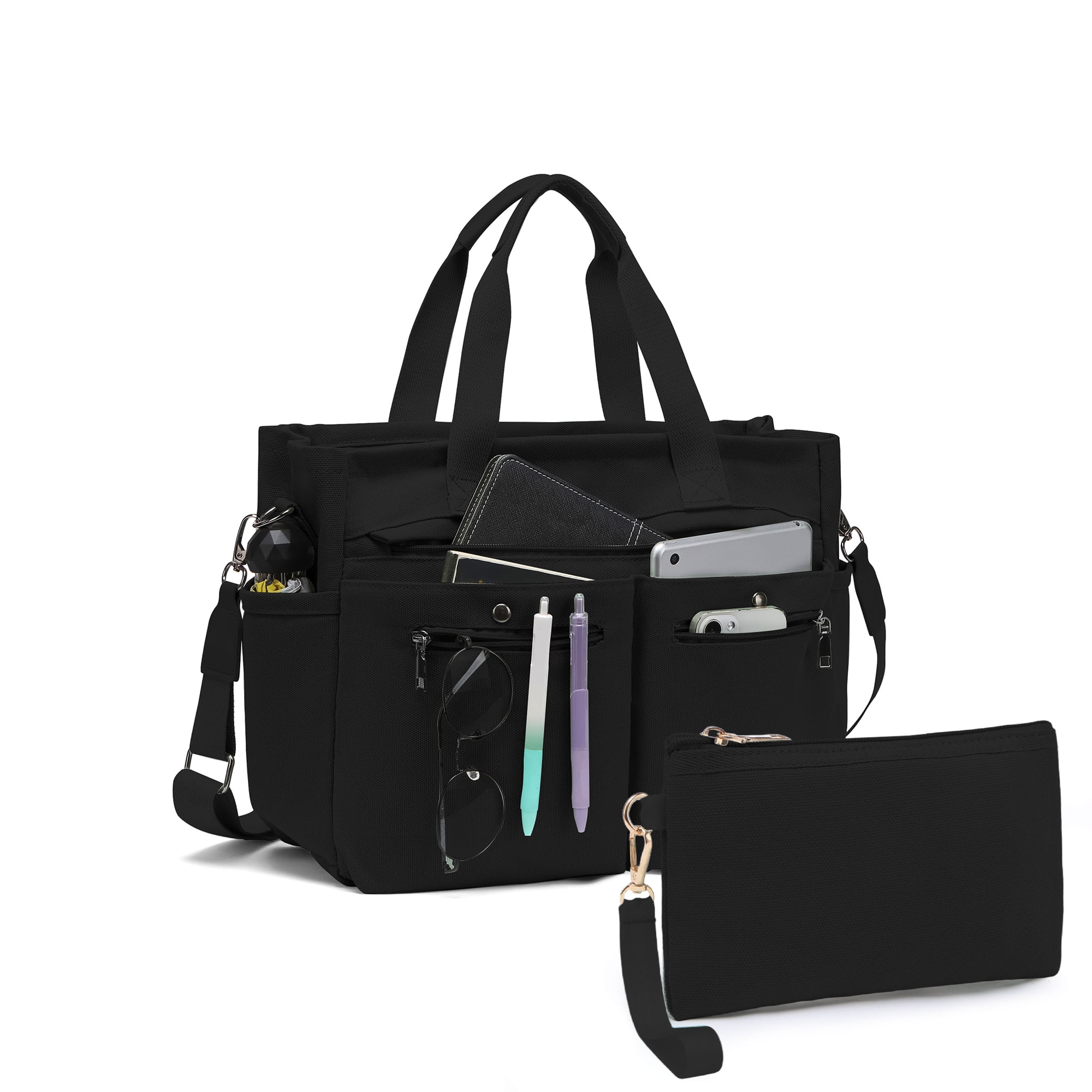 2pcs/Set Small Canvas Tote Bags for Women – Laptop-Friendly Work Totes with Crossbody/Shoulder Straps | Ideal for Travel, Gym & Daily Use