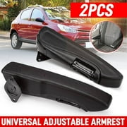 2pcs Set Universal Adjustable Armrests Arm Rest Comfortable Seat Handle PU Foam for Car Truck, Black