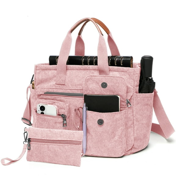 2pcs Set: Women'S Large Corduroy Tote Bag, Perfect as a Laptop Bag, Crossbody Shoulder Bag, Hobo Messenger Bag, Handbag, Travel Bag, Gym Tote Work Travel