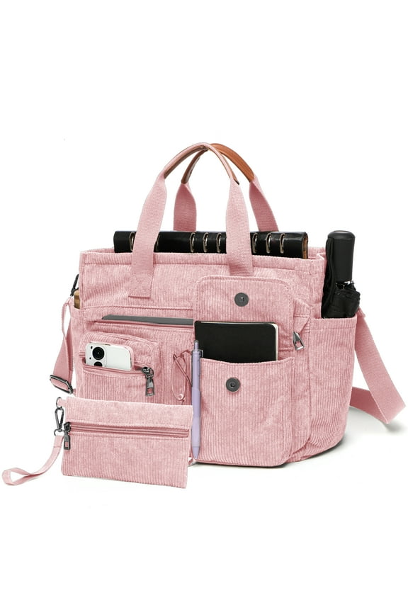 2pcs Set: Women'S Large Corduroy Tote Bag, Perfect as a Laptop Bag, Crossbody Shoulder Bag, Hobo Messenger Bag, Handbag, Travel Bag, Gym Tote Work Travel