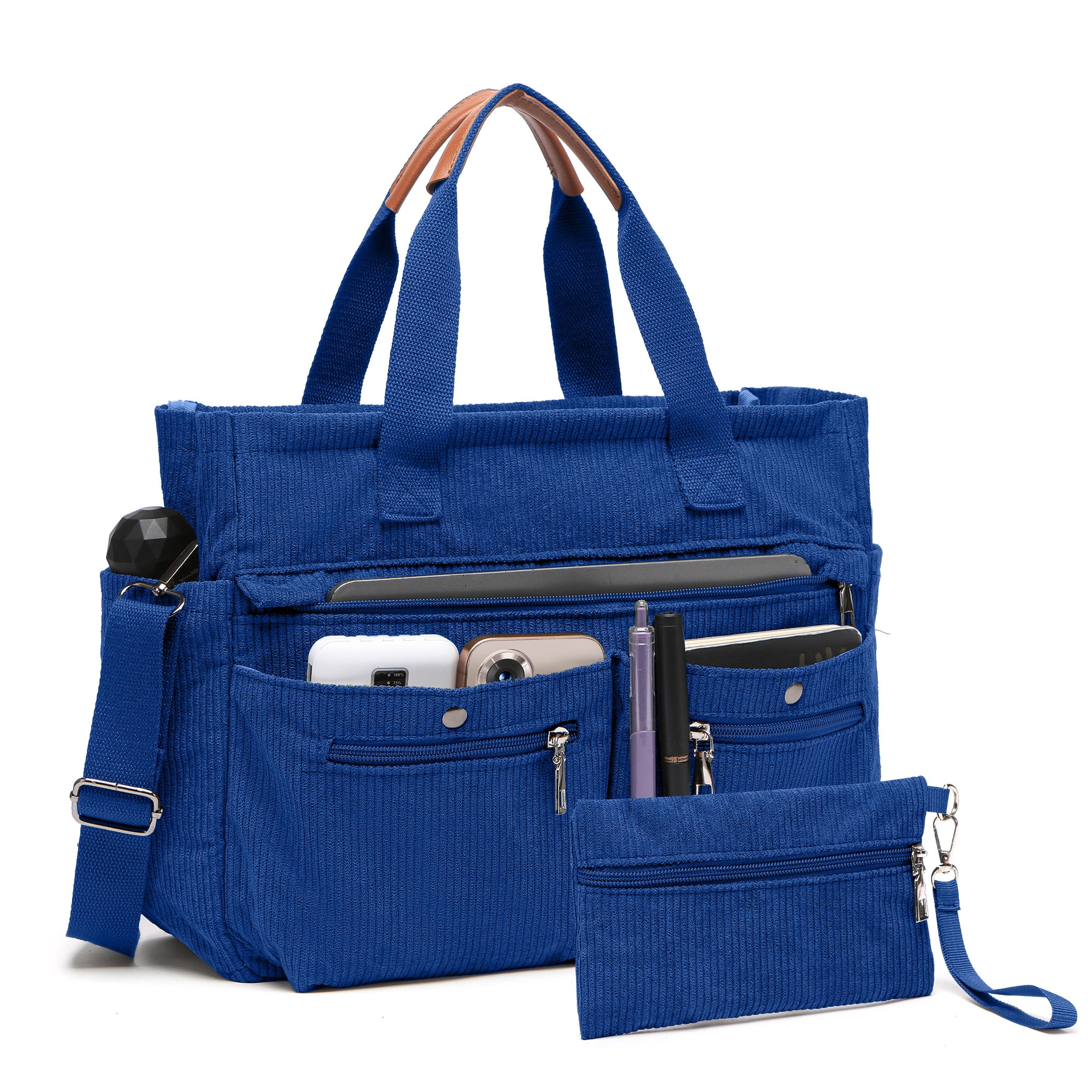 2pcs/Set Women's Corduroy Tote and Crossbody Bag Set, Large Capacity Laptop Shoulder Bags with Adjustable Strap & Zipper Closure, Casual Travel, Work, Sports, Everyday Purse