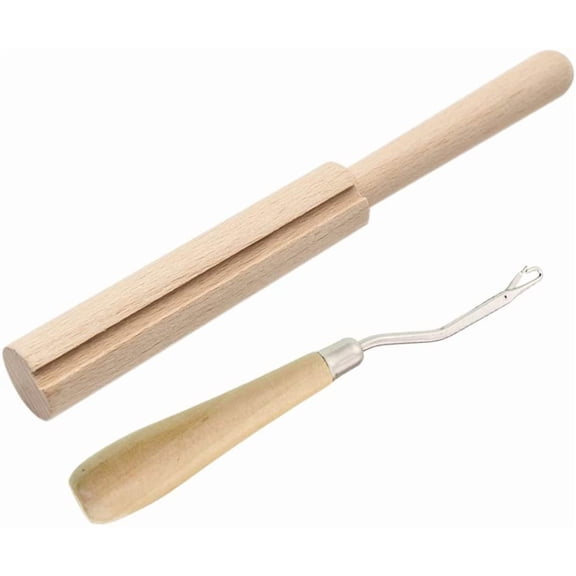 2pcs/Set Wooden Latch Hook Tool Yarn Cutter Tool for Tapestry Carpet Rug Making DIY for Rug Making and Art Crafts