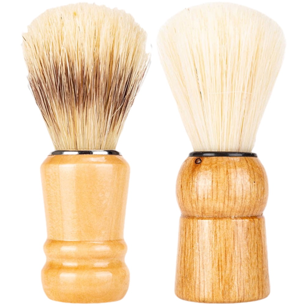 2pcs Shaving Brush Wood Handle Shave Brush Beard Brush Shave Accessory