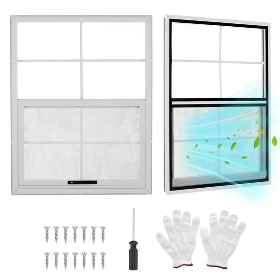 2pcs Shed Windows 12" W x 18" H Flush Mount Window,Small Window with Tempered Glass and Fiberglass Screen,Household Windows for Playhouses,Barns,Chicken Coop