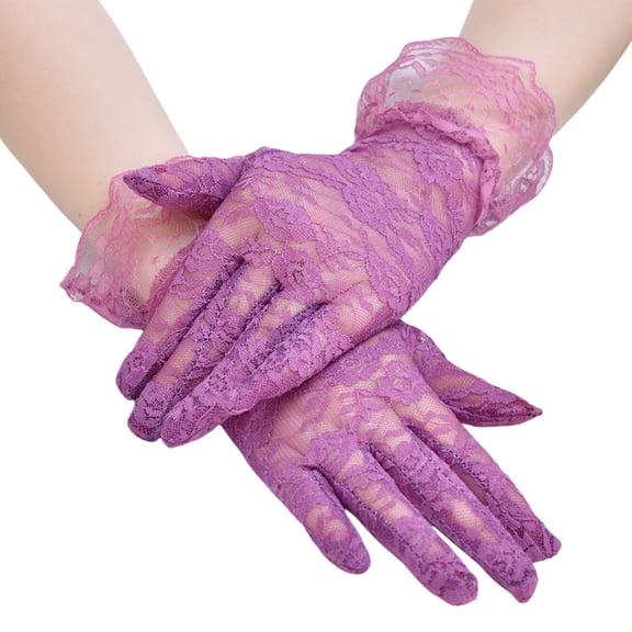 2pcs Sheer Lace Arm Length Gloves Wedding Women Fancy Short Tulle Mittens for Special Occasion