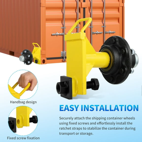 2pcs Shipping Container Wheels Kit, Heavy-Duty 6-Lug Axles with Ratchet Tie Down Straps