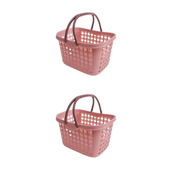 2pcs Shopping with Handle: Organizing Basket with Holes Shower Small Bin Retail Vegetable Fruit Basket for Outdoor Kitchen