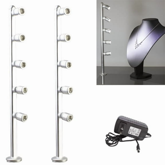 2pcs Showcase LED 5 Spotlight Pole Light for Jewerly Display case Exhibit Trade Show Product FY-55 (6000K Pure White)