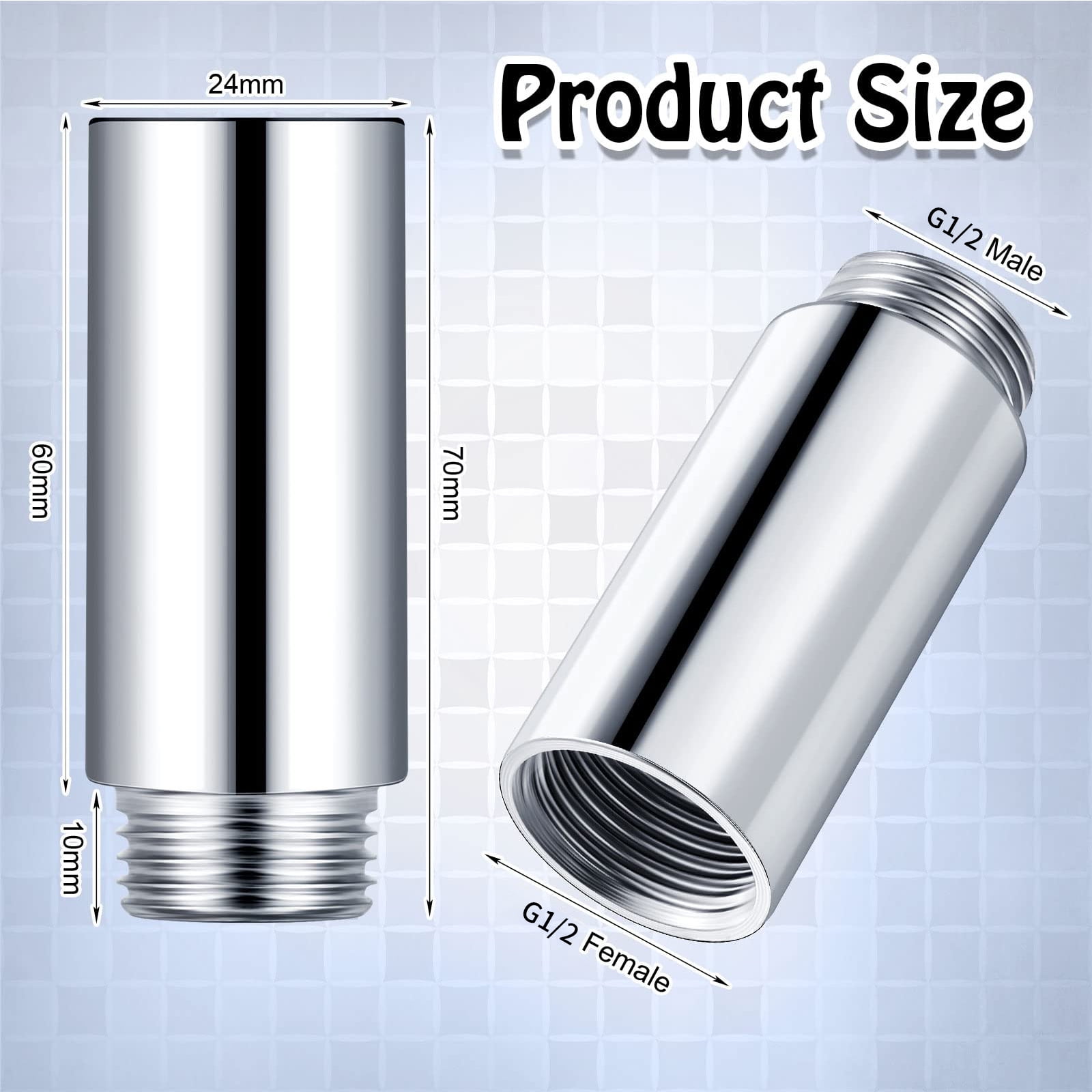 2pcs Shower Head Extender 6cm Bathroom Shower Extension Pipe Shower