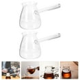 thumbnail image 1 of 2pcs Side Handle Coffee Pot Delicate Glass Milk Pot Heat Resistant Teapot Random Style, 1 of 6