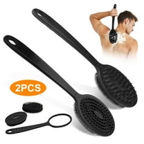 2pcs Silicone Back Scrubber for Shower, Long Handle Bath Body Brush, Double Sided Shower Brush with Detachable Brush Head for Shower Exfoliating and Massage