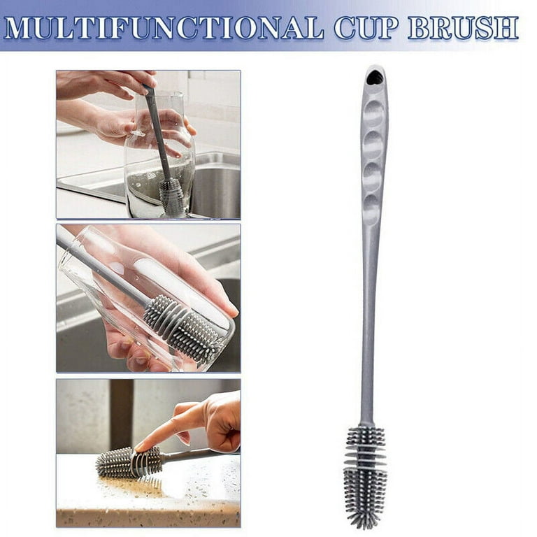 Silicone Cup Brush Long Handle Bottle Cleaning Brush Cup Scrubber Glass  Cleaner Kitchen Cleaning Tool Baby