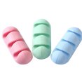 thumbnail image 1 of 2pcs Silicone Cable Organizer, 3 Holes Cable Clips USB Cable Holder Wire Winder Holder Desk Cord Clips Wire Holder for Earphone Phone Computer Random Color (Green, Pink, Blue) One Size, 1 of 7