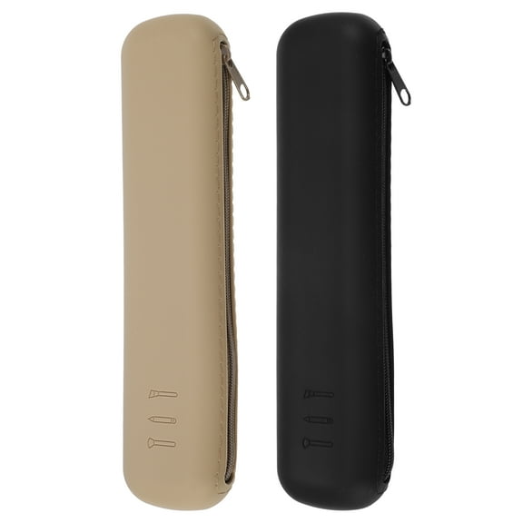 2pcs Silicone Makeup Brush Holder Travel Essentials Makeup Brush Organizer Makeup Case Black Khaki
