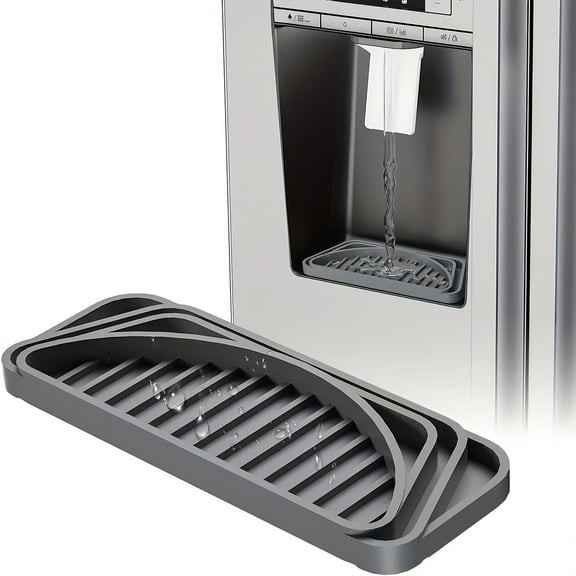 2pcs Silicone Refrigerator Drip Catcher Tray - Water Dispenser Drip Tray & Ice Protector Pan with Raised Ridges for Efficient Drainage, Spill Prevention, Easy-Clean