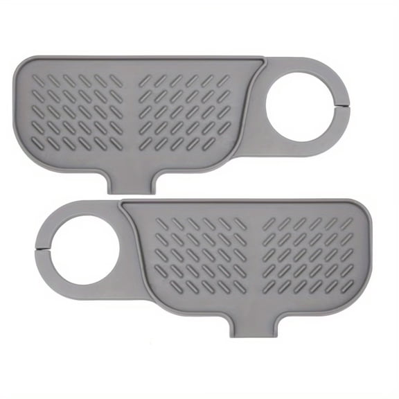 2pcs Silicone Sink Splash Guard Mat 360 Rotatable Drip Water Catcher for Kitchen & Bathroom Countertop Drainage