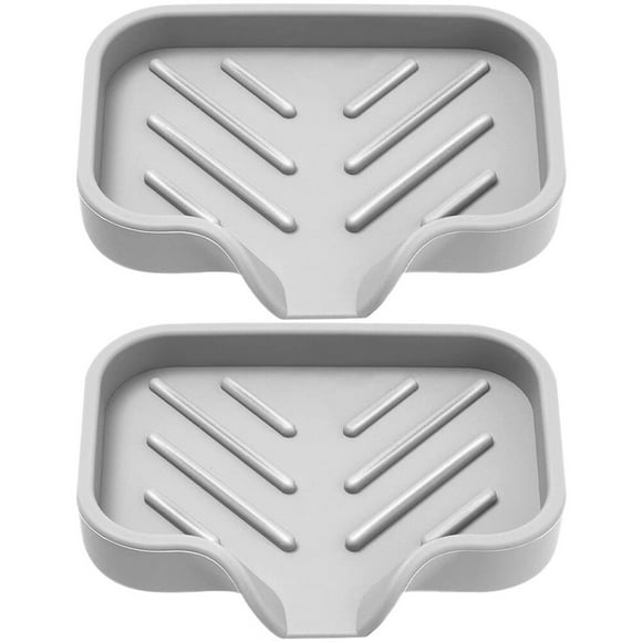 2pcs Silicone Soap Dishes Draining Bar Soap Holders Bathroom Countertop Soap Trays