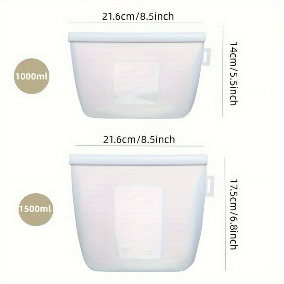 2pcs Silicone Storage Bag, Food Storage Bag Container, Reusable Seal Bag, For Food Storage & Meal Prep