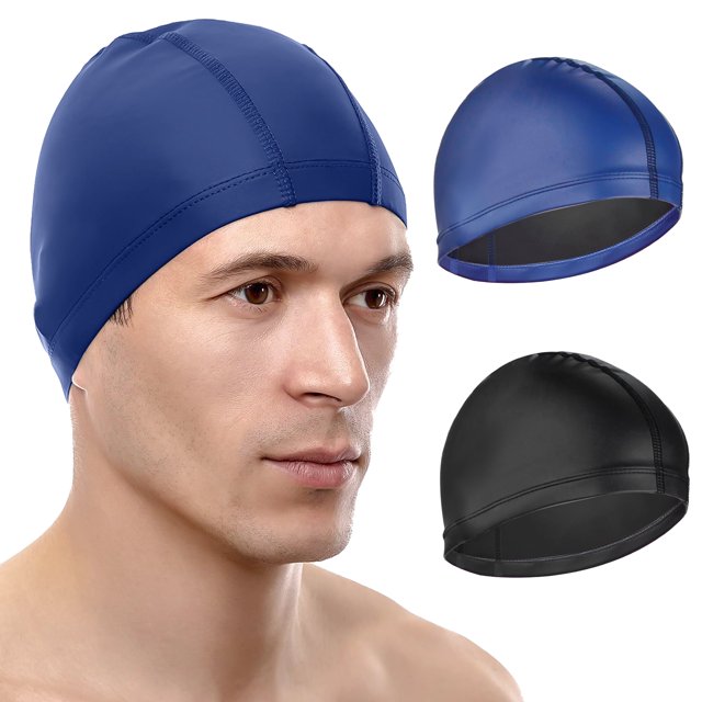2pcs Silicone Swim Caps, EEEkit 3D Flexible Swimming Hats Waterproof for Adult Unisex, Black and