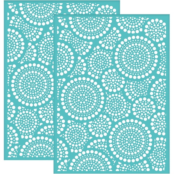 2pcs Silk Screen Printing Stencils Abstract Circles Pattern Self Adhesive Mesh Transfers Stencil Reusable Round Silkscreen Stencils for Printing on Wood T-shirts Bags - 7.7x5.5 Inch DIY
