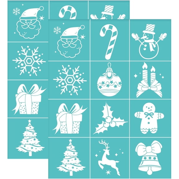 2pcs Silk Screen Stencils 8.711 inch Christmas Self-Adhesive Stencils Snowman Gingerbread Man Mesh Transfers Silk Screen Stencil for Painting on DIY Home Decor Wood Making DIY Decoration for DIY