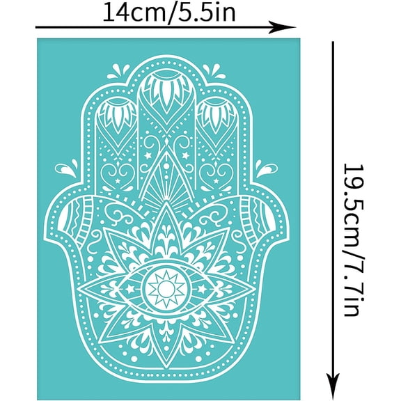 2pcs Silk Screen Stencils Hamsa Hand Pattern Self-Adhesive Stencils Reusable Silk Screen Printing Stencil for Painting on Wood Making DIY Decoration - 5.5x7.7inch