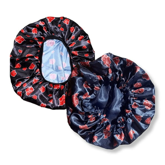 2pcs Silky Design Anime Bonnet with Elastic Soft Band Adjustable for Adult and Baby, Comfortable Satin Fabric