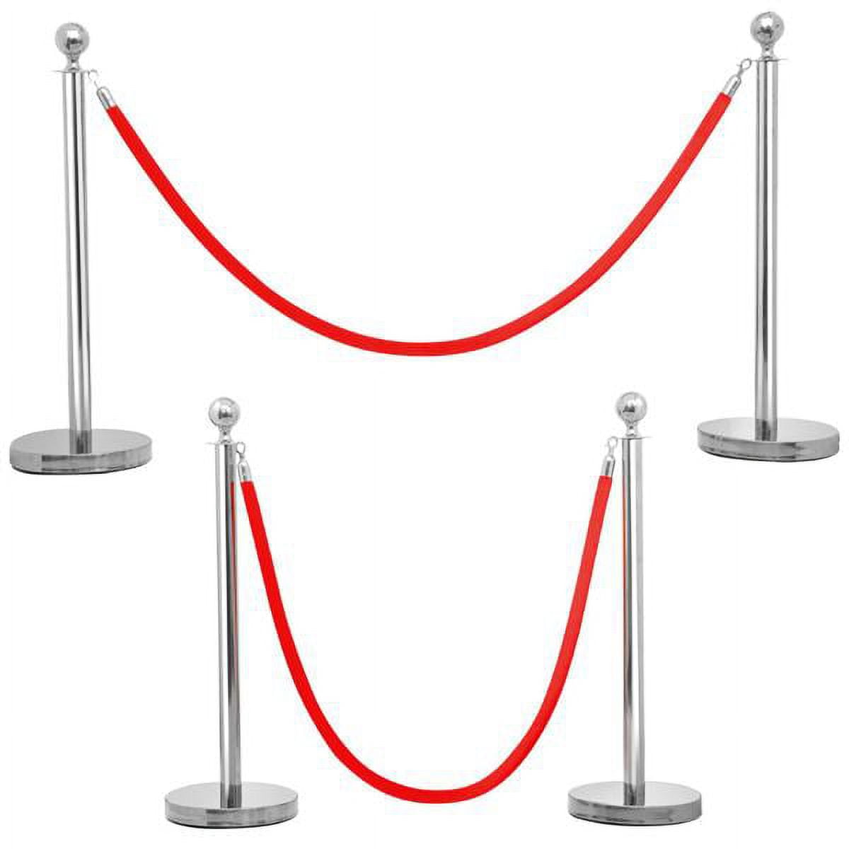 VEVOR Velvet Ropes and Posts, 5 ft/1.5 m Red Rope, Stainless Steel