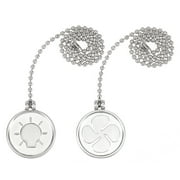 2pcs Silver Tone 12" Coin Shape Light Bulb Pull Chain Ceiling Fan Pull Chain Lighting Accessories