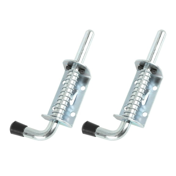 2pcs Silver Tone 126mm Car Trailer Galvanized Spring Loaded Latch Lock Pin Barrel Bolt with Grip