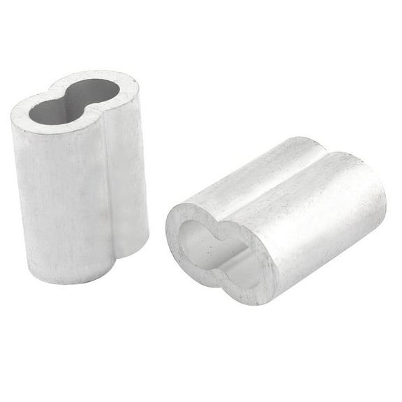 2pcs Silver Tone Aluminum Sleeve for 3/8" Steel Wire Rope Swage Clip