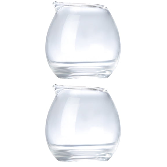 2pcs Simple Clear Glass Cup Restaurant Small Milk Jug Practical Coffee Cream Sauce Cup