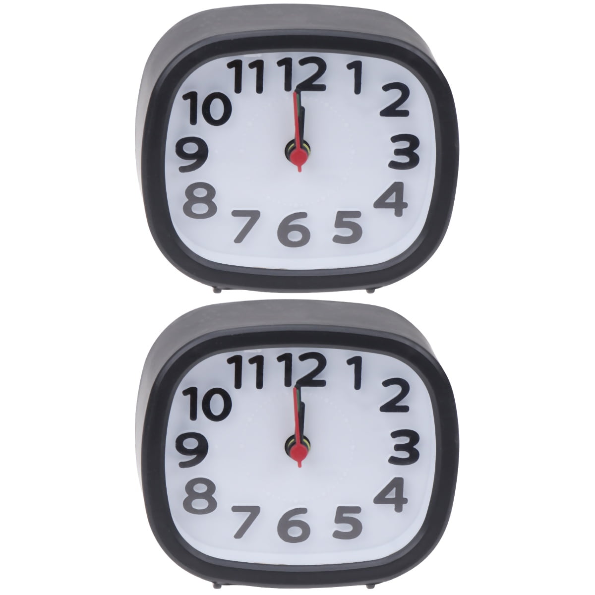 2pcs Simple Square Plastic Alarm Clock Small Desktop Clock Luminous Hour and Minute Hand Kids