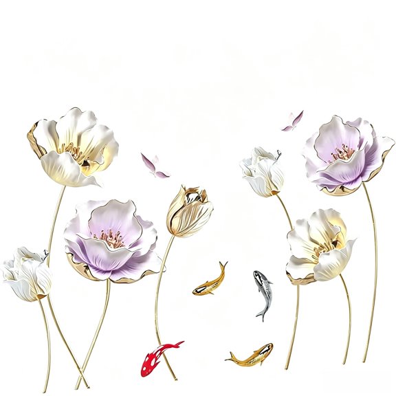2pcs Simulated 3D Lotus Bedroom Living Room Home Decoration Wall Stickers