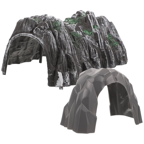 2pcs Simulated Cave Model Faux Train Toy Tunnel Decoration Diy Miniature Cave Tunnel Decor