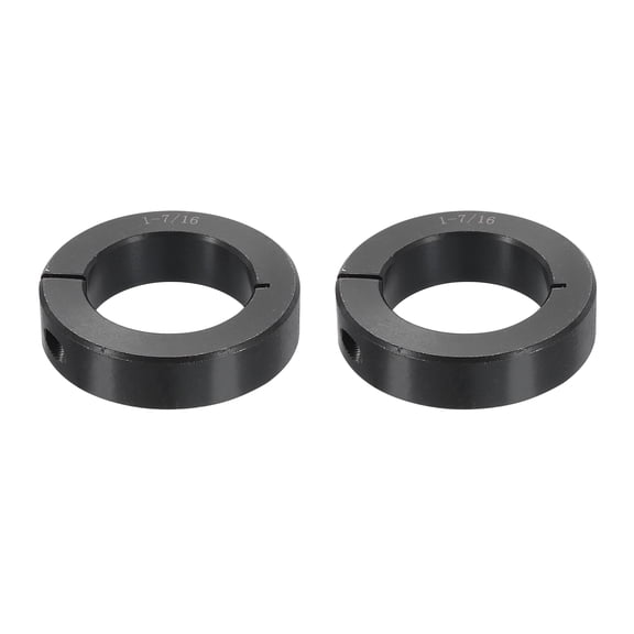 2pcs Single Split Shaft Collar 1-7/16" Bore One-Piece Clamping Collar, Black Oxide Steel Lock Collar Clamp