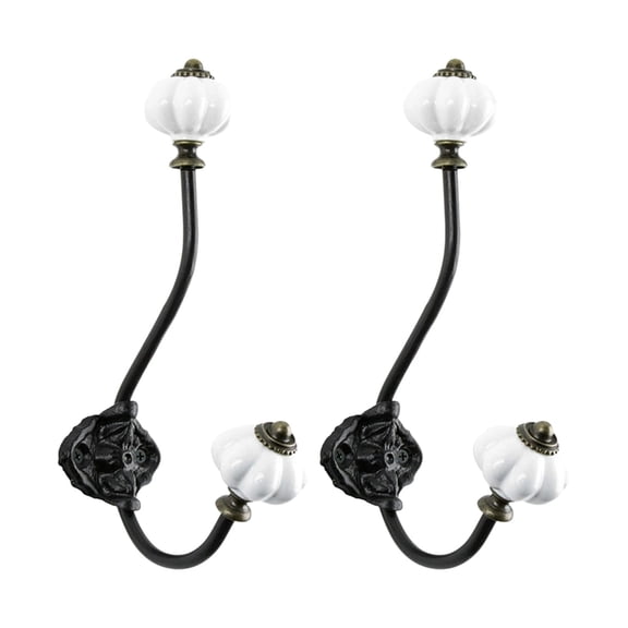 2pcs Single Wall-Mounted Coat Hook with Colorful Pumpkin Ceramic Knobs for Home Decoration Bathroom Towel Hook