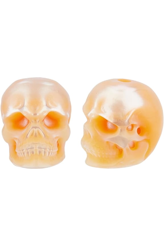 2pcs Skull Beads Halloween Skeleton Beads Freshwater Pearl Skull Beads Skull Head Spacer Beads PeachPuff Skeleton Loose Beads for DIY Bracelet Necklace Jewelry Making