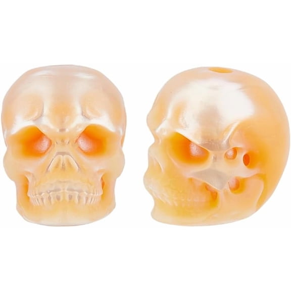 2pcs Skull Beads Skeleton Beads Freshwater Pearl Skull Beads Skull Head Spacer Beads PeachPuff Skeleton Loose Beads for DIY Bracelet Necklace Jewelry Making