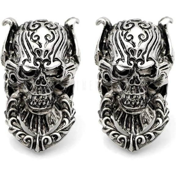 2pcs Skull Conchos Screw Back Decorative Metal Concho for Leather Craft, Key Ring, Wallet (Silver) CHS11