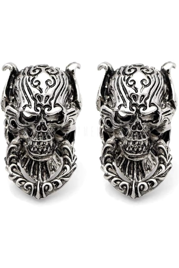 2pcs Skull Conchos Screw Back Decorative Metal Concho for Leather Craft, Key Ring, Wallet (Silver) CHS11