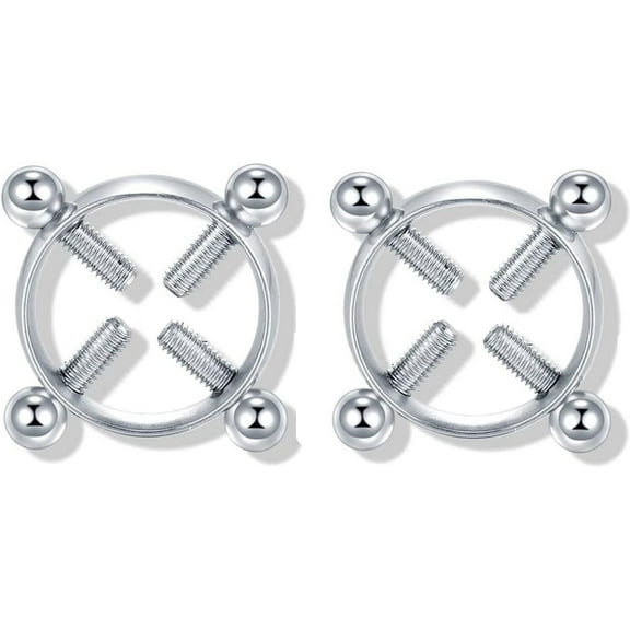 2pcs Sliver Fake Nipple Rings For WomenSurgical Steel Nipple Rings Cubic Zirconia Body Jewelry